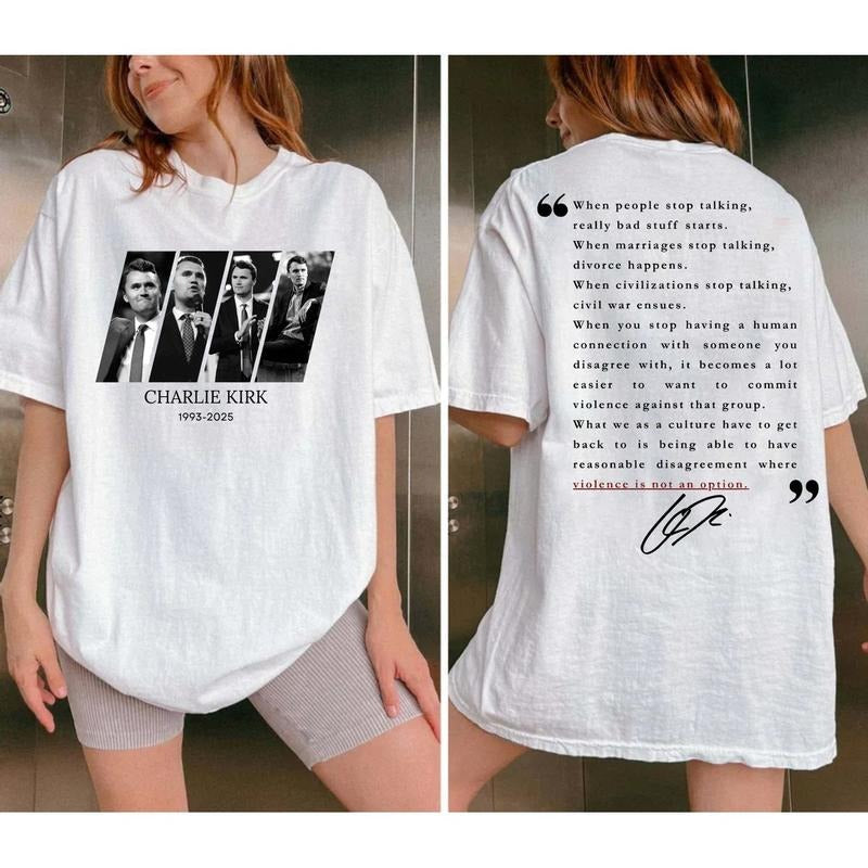 Quotes Charliie Two Sides Pray Kirkk Make America - Adult & Kids T-Shirts, Sweatshirts & Hoodies apparel design preview 1
