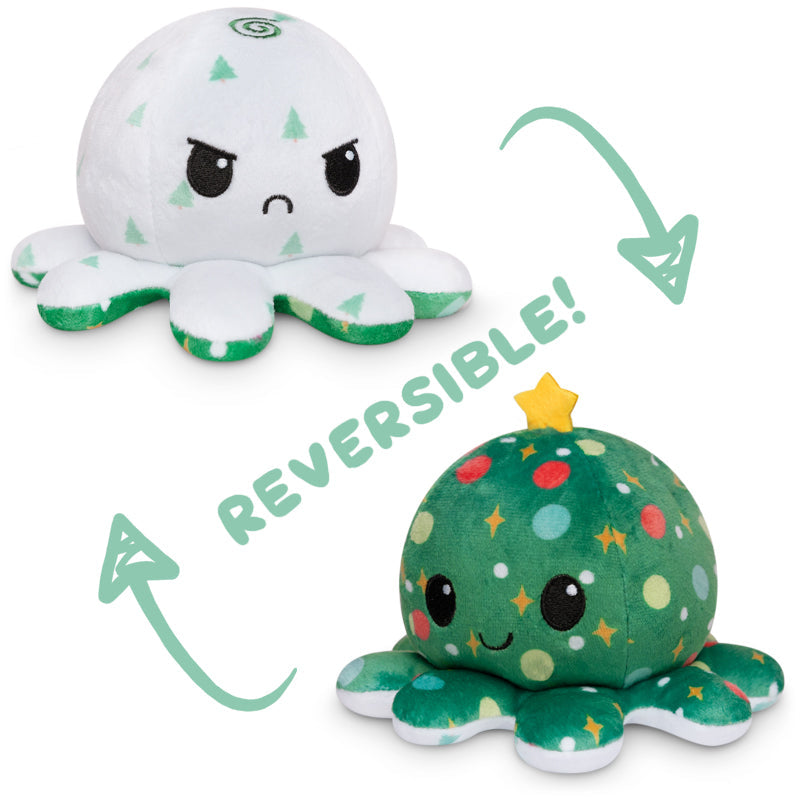 TeeTurtle Reversible Octopus Plushie (Snowy Trees - Adult & Kids T-Shirts, Sweatshirts & Hoodies apparel design preview 1