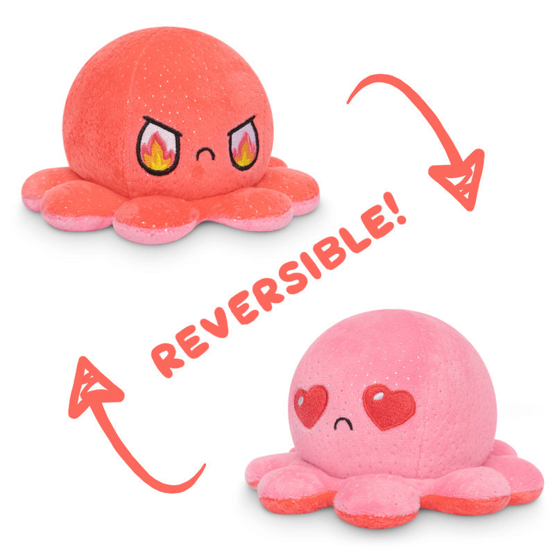 TeeTurtle Reversible Octopus Plushie (Red Sparkle - Adult & Kids T-Shirts, Sweatshirts & Hoodies apparel design preview 1