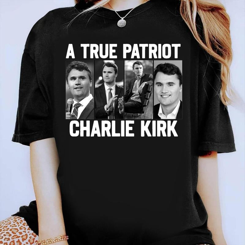 RIP Charlie Kirk True Patriot USA Memorial - Adult & Kids T-Shirts, Sweatshirts & Hoodies apparel design preview 1