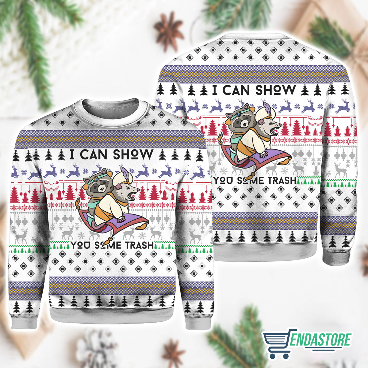 Raccoon I Can Show You Some Trash 3D Ugly Christmas Sweater - Holiday Gift product image 2