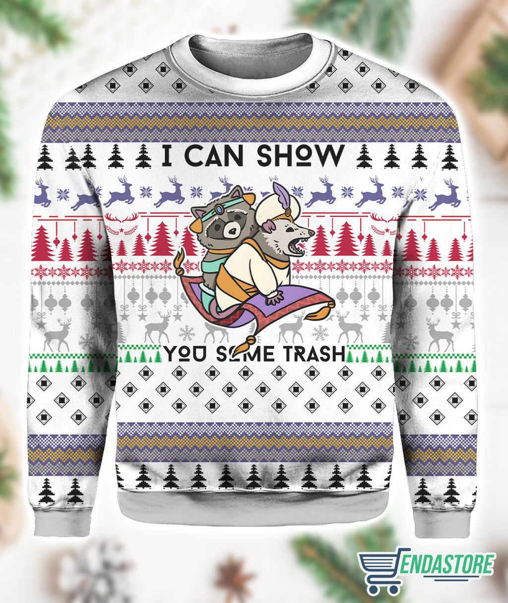 Raccoon I Can Show You Some Trash 3D Ugly Christmas Sweater - Holiday Gift product image