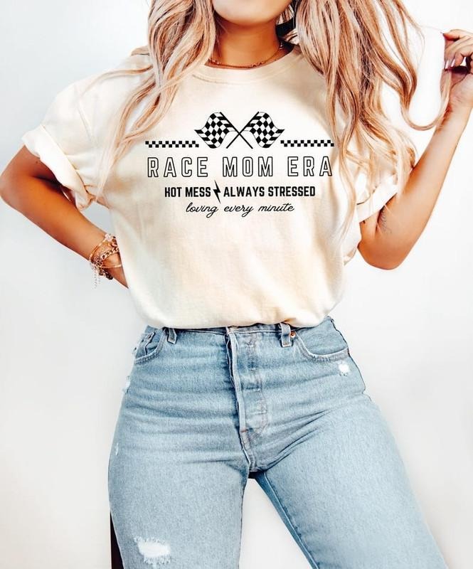 Race Mom Era Racing Day Hot Mess Always Stressed - Adult & Kids T-Shirts, Sweatshirts & Hoodies apparel design preview 1