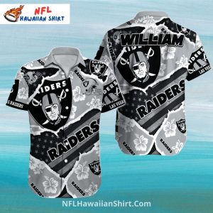 Raiders Hawaiian American Flag Floral Style - Adult & Kids T-Shirts, Sweatshirts & Hoodies apparel design preview 1