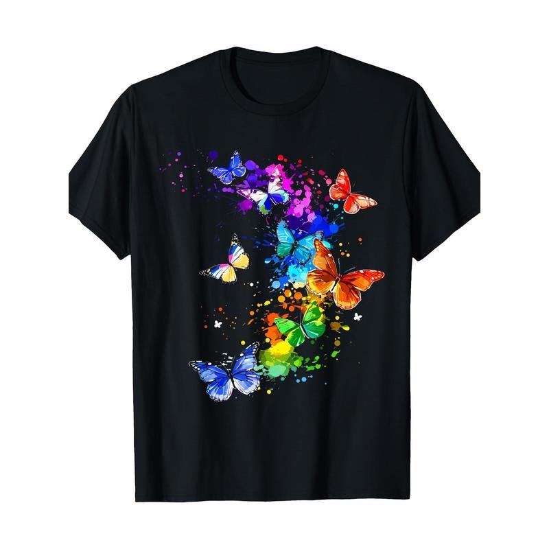Rainbow Butterfly 100% Cotton Short Sleeve Crew Neck - Adult & Kids T-Shirts, Sweatshirts & Hoodies apparel design preview 1