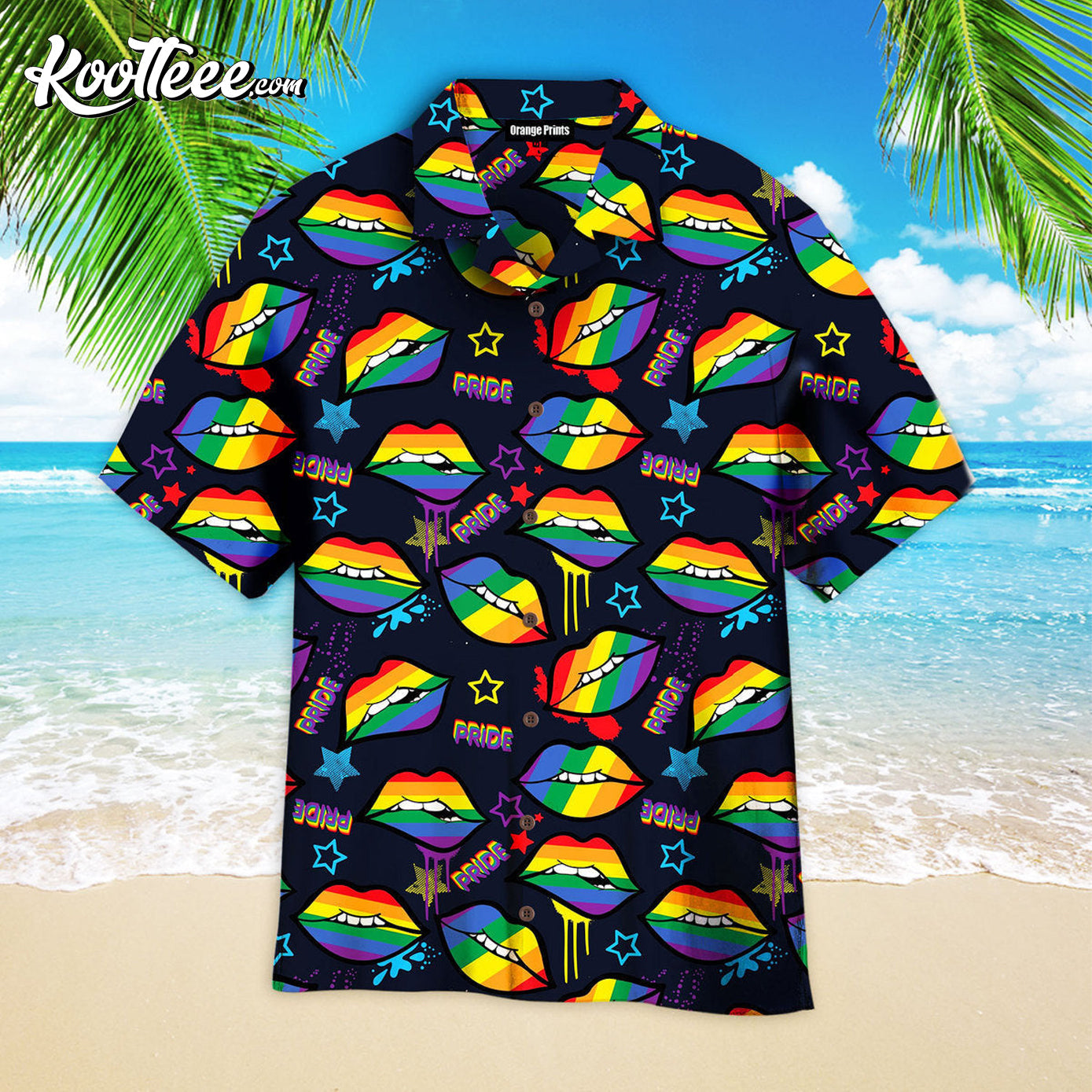 Rainbow Lips Gay LGBTQ Pattern Aloha Hawaiian - Adult & Kids T-Shirts, Sweatshirts & Hoodies apparel design preview 1