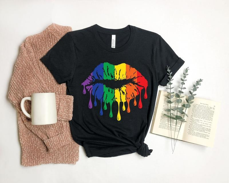 Rainbow Pride Lips LGBT Love Is - Adult & Kids T-Shirts, Sweatshirts & Hoodies apparel design preview 1