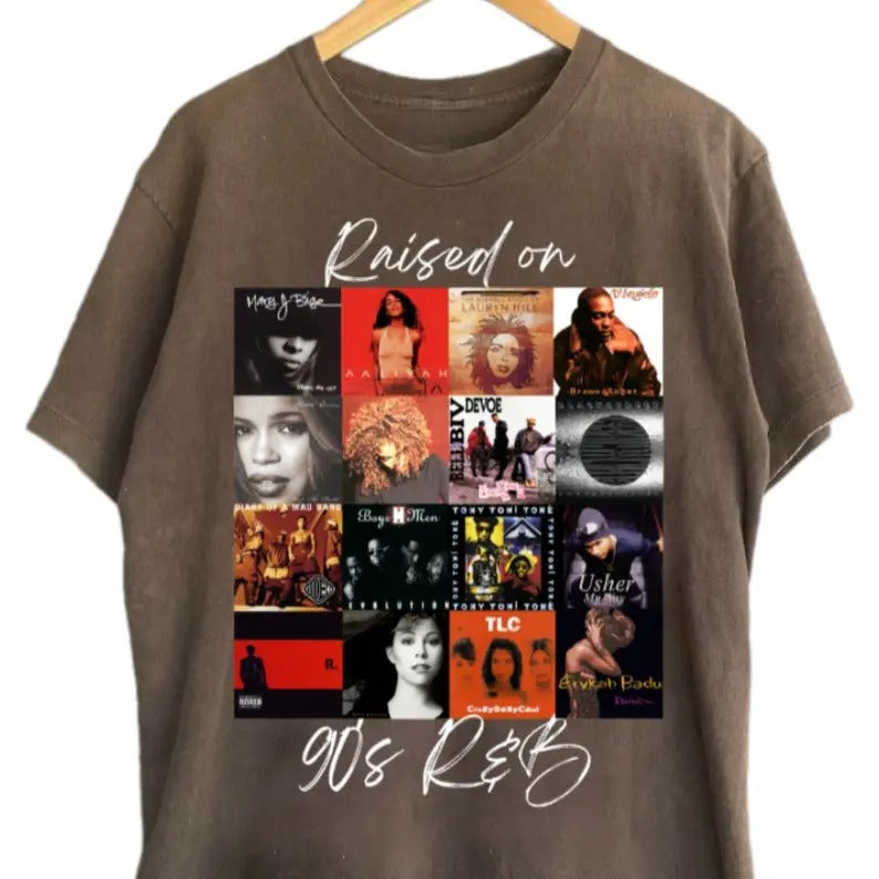 Raised 90s R&B Album Cover Music Artist Lover Black - Adult & Kids T-Shirts, Sweatshirts & Hoodies apparel design preview 1