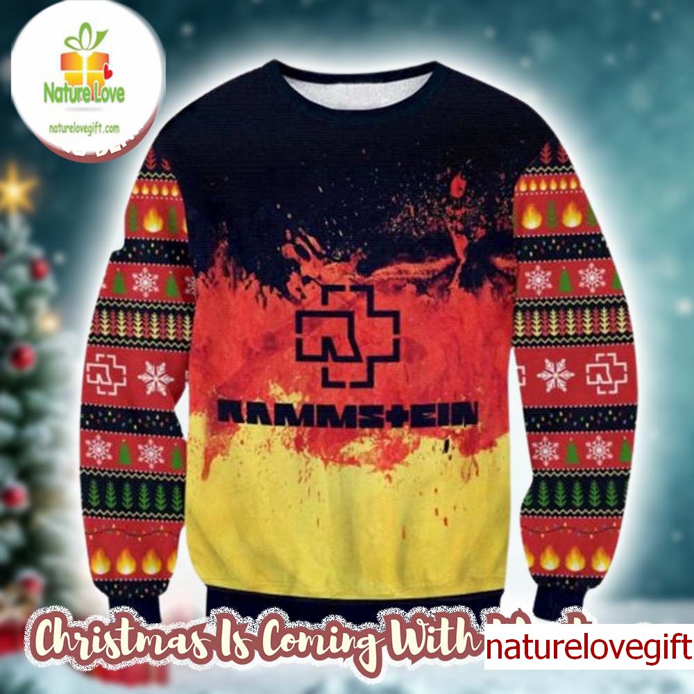 Rammstein Band Tie Die Effect Germany Flag Color Ugly Christmas Sweater - Holiday Gift product image