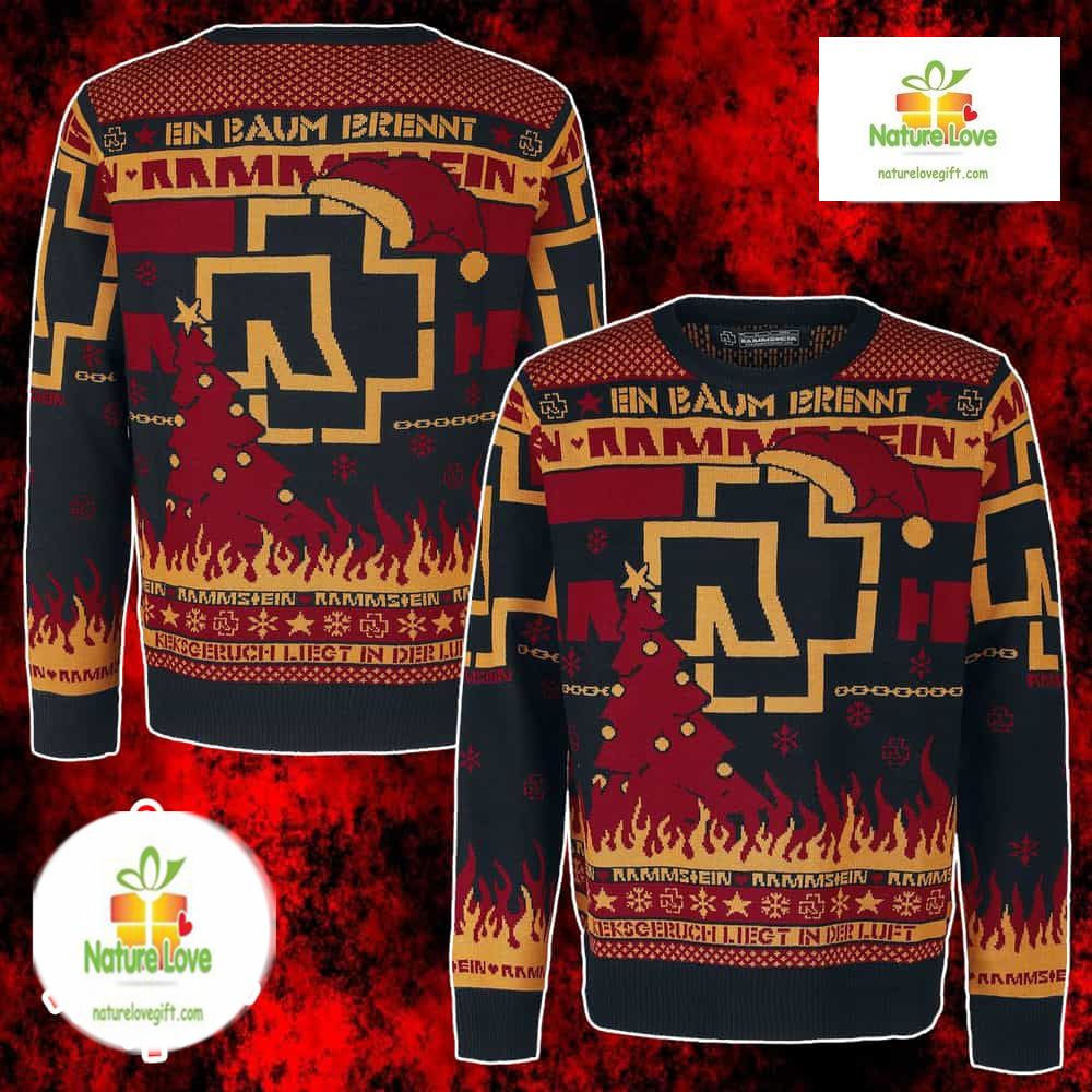 Rammstein Fire Tree Design Metal Fan Gift Ugly Christmas Sweater - Holiday Gift product image