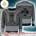Rammstein Holiday Angel With Logo Pattern Grey Ugly Christmas Sweater - Holiday Gift product image