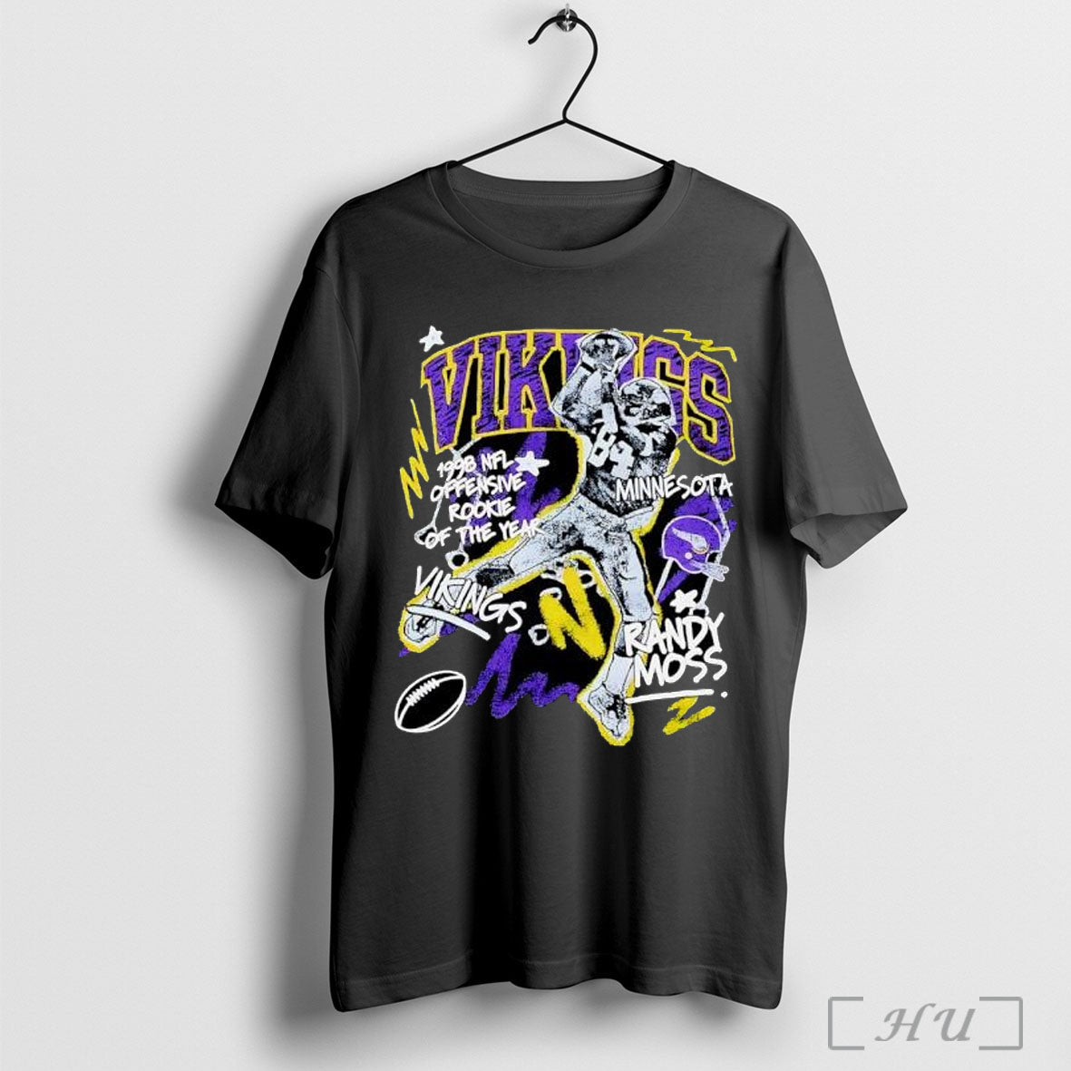 Randy Moss Black Minnesota Vikings Graphic Vintage - Adult & Kids T-Shirts, Sweatshirts & Hoodies apparel design preview 1