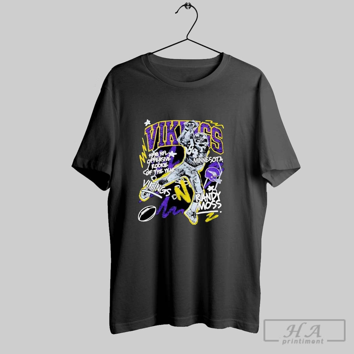 Randy Moss Black Minnesota Vikings Graphic Vintage - Adult & Kids T-Shirts, Sweatshirts & Hoodies apparel design preview 1