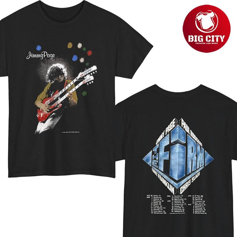 Rare 1985 The Firm Jimmy Page Tour Two Sided - Adult & Kids T-Shirts, Sweatshirts & Hoodies apparel design preview 1