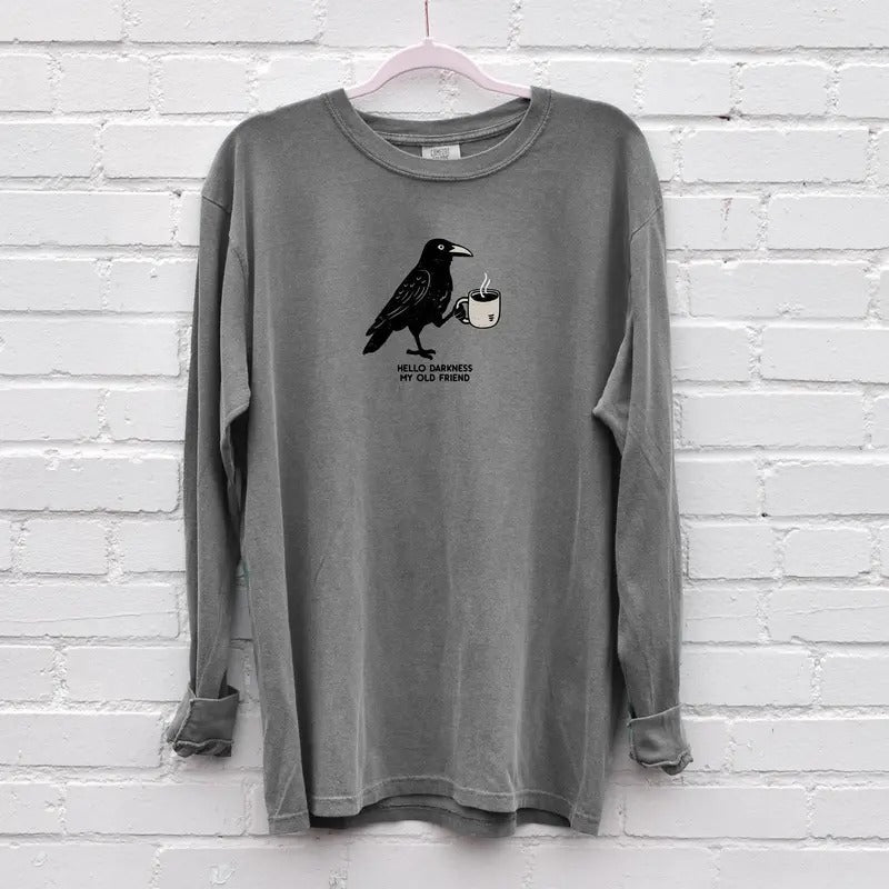 Raven Crow Coffee Halloween Fall Lover - Adult & Kids T-Shirts, Sweatshirts & Hoodies apparel design preview 1