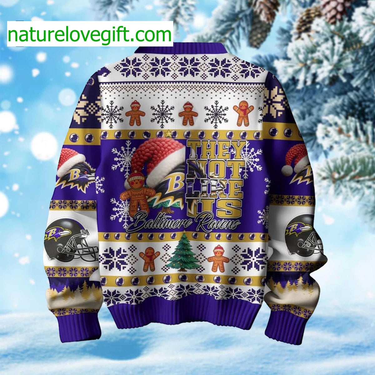 Ravens They Not Like Us Ugly Christmas Sweater - Holiday Gift product image 2