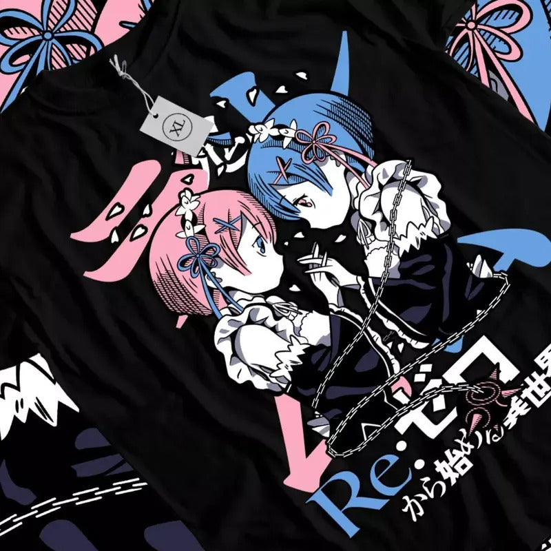Re Zero Anime Rem Ram Cute Waifu Kaiwaii Manga Lover - Adult & Kids T-Shirts, Sweatshirts & Hoodies apparel design preview 1