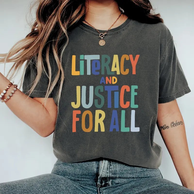Reading Literacy Justice All Book Club School - Adult & Kids T-Shirts, Sweatshirts & Hoodies apparel design preview 1