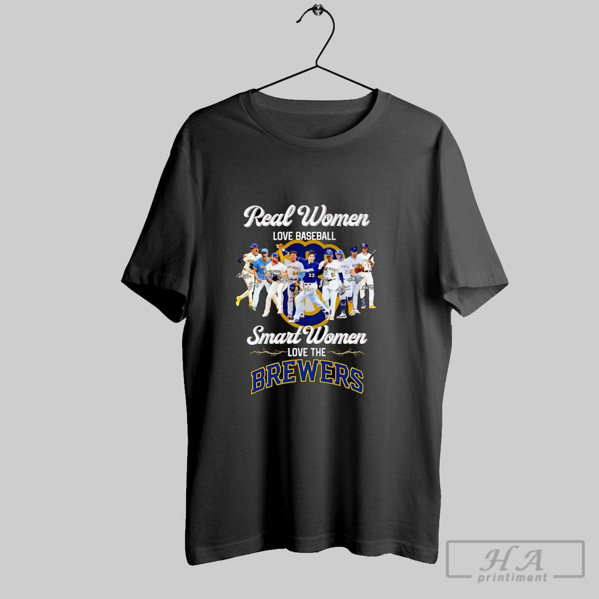 Real Women Love Baseball Smart The Brewers Signatures - Adult & Kids T-Shirts, Sweatshirts & Hoodies apparel design preview 1