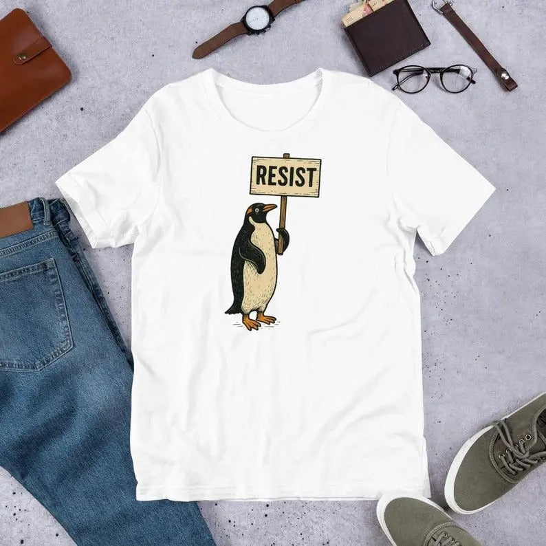 Rebel Gentoo Penguins RESIST Anti Tariff Protest - Adult & Kids T-Shirts, Sweatshirts & Hoodies apparel design preview 1
