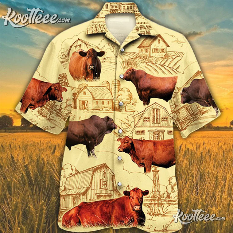 Red Angus Cattle Lovers Farm Trendy Hawaiian - Adult & Kids T-Shirts, Sweatshirts & Hoodies apparel design preview 1
