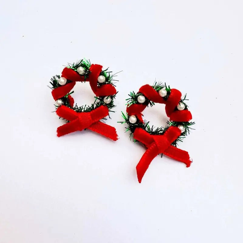 Red Bow Wreath Earrings - Adult & Kids T-Shirts, Sweatshirts & Hoodies apparel design preview 1