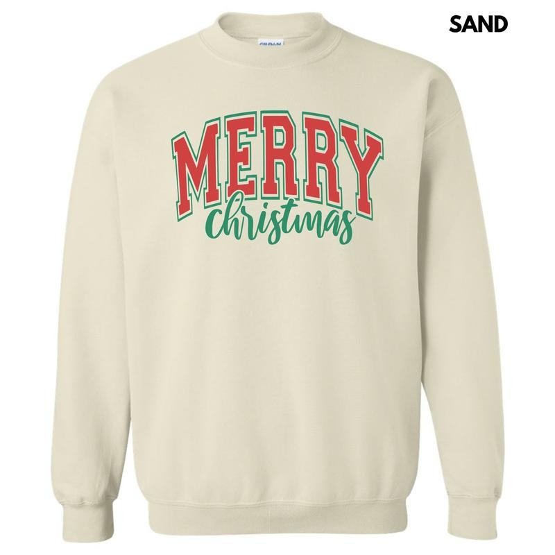 Red Cursive Varsity Merry 'NLB - Adult & Kids T-Shirts, Sweatshirts & Hoodies apparel design preview 1