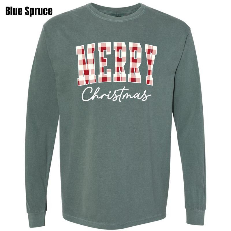 Red Gingham Merry Comfort Colors 'NLB' - Adult & Kids T-Shirts, Sweatshirts & Hoodies apparel design preview 1
