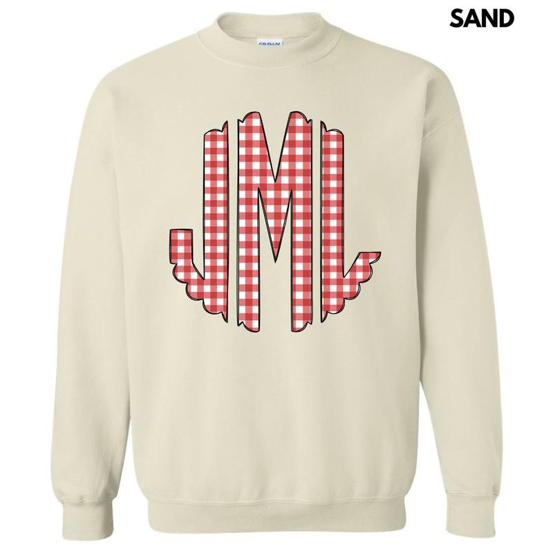 Red Gingham Monogram 'NLB' - Adult & Kids T-Shirts, Sweatshirts & Hoodies apparel design preview 1