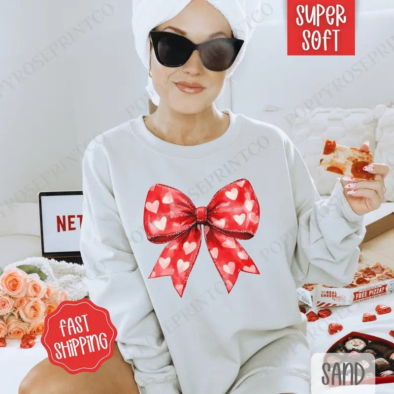 Red Heart Bow - Adult & Kids T-Shirts, Sweatshirts & Hoodies apparel design preview 1