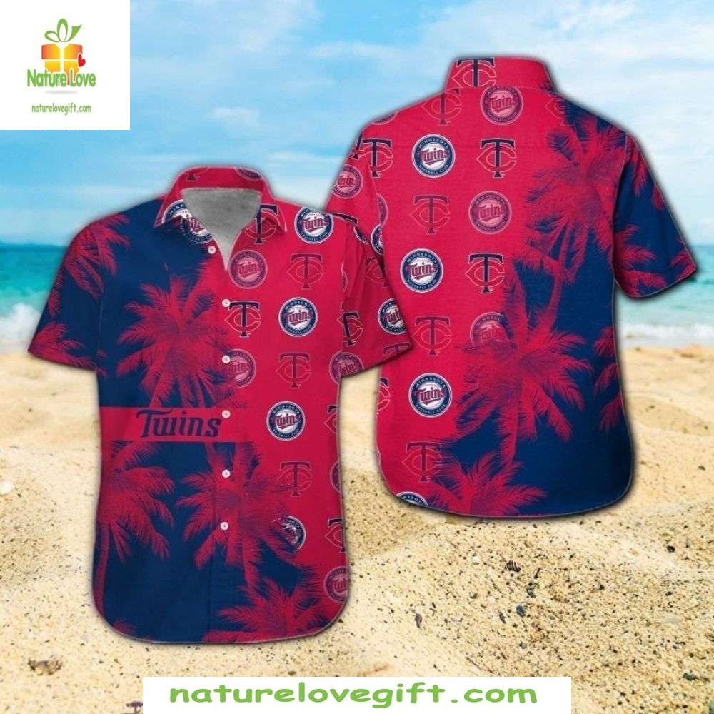 MLB Hawaiian Red Palm Shadows Twins Stylish Baseball - Adult & Kids T-Shirts, Sweatshirts & Hoodies apparel design preview 1