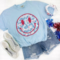 Red Patriotic Cheetah Happy Face Comfort Colors 'NLB' - Adult & Kids T-Shirts, Sweatshirts & Hoodies apparel design preview 1