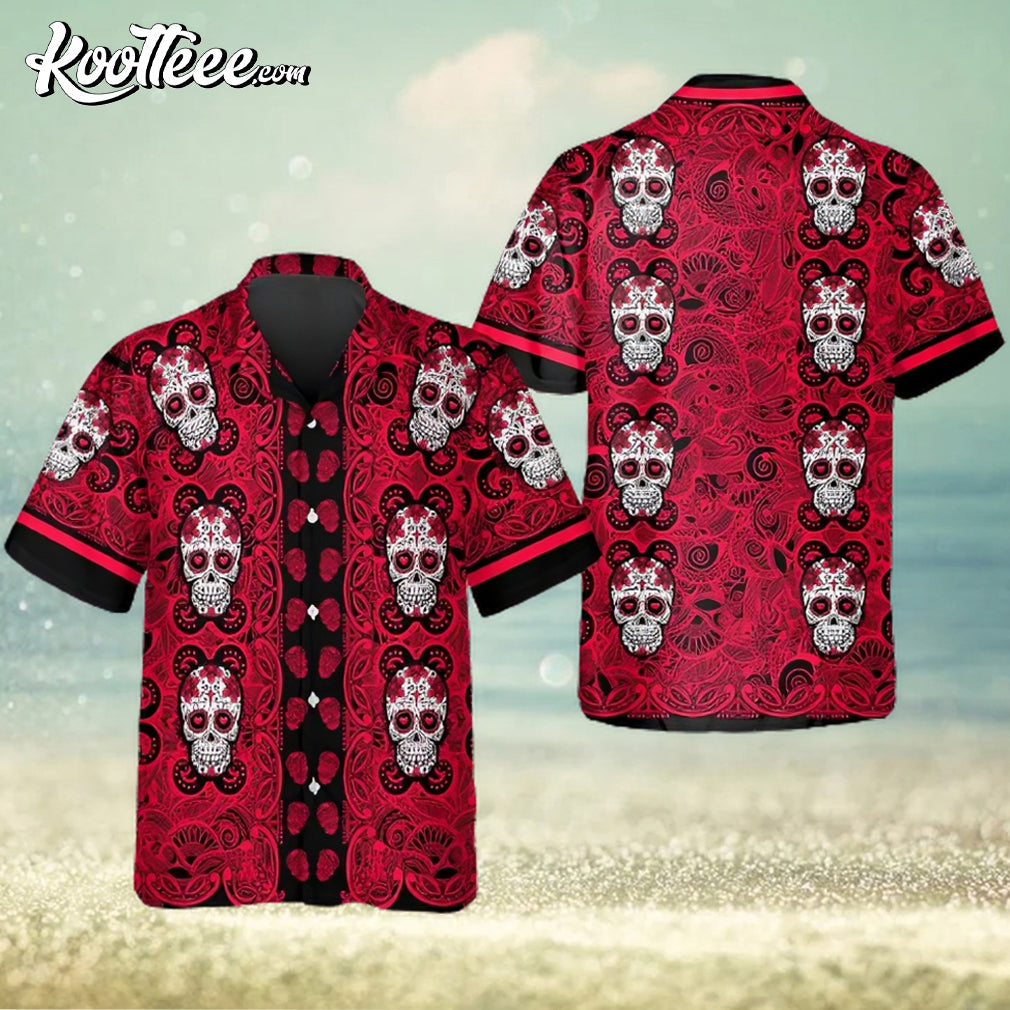 Red Pattern Color Skull Hawaiian - Adult & Kids T-Shirts, Sweatshirts & Hoodies apparel design preview 1