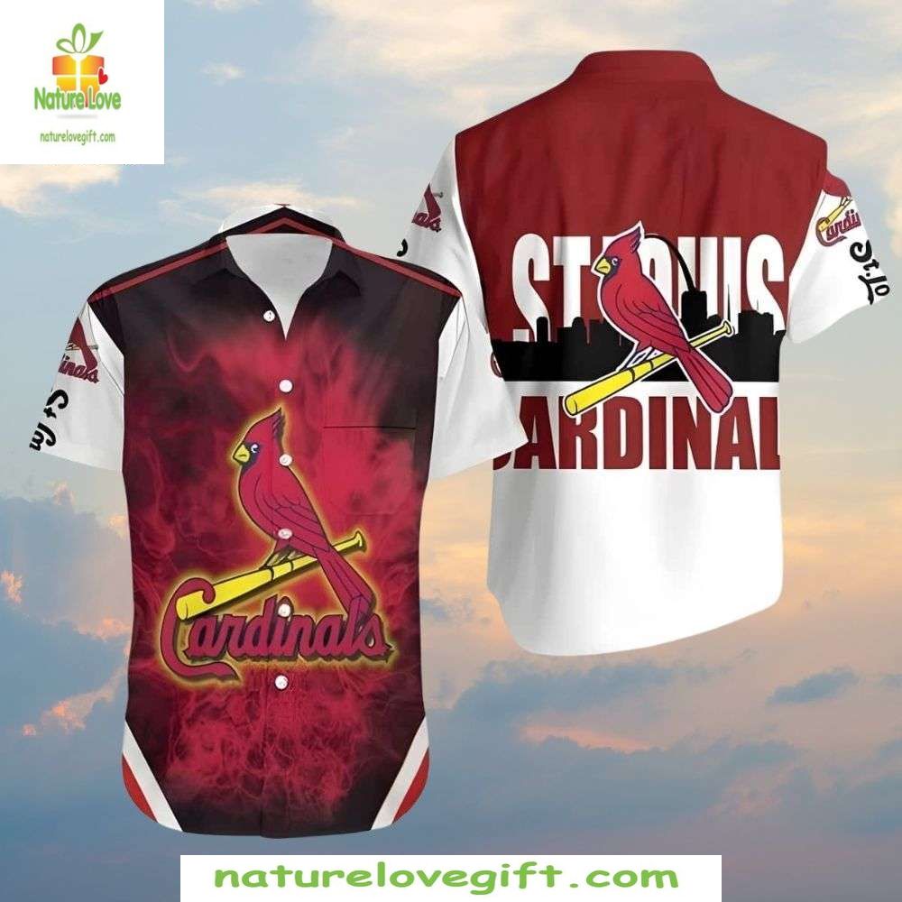 St Louis Cardinals Hawaiian Red Smoke Pattern Fiery - Adult & Kids T-Shirts, Sweatshirts & Hoodies apparel design preview 1
