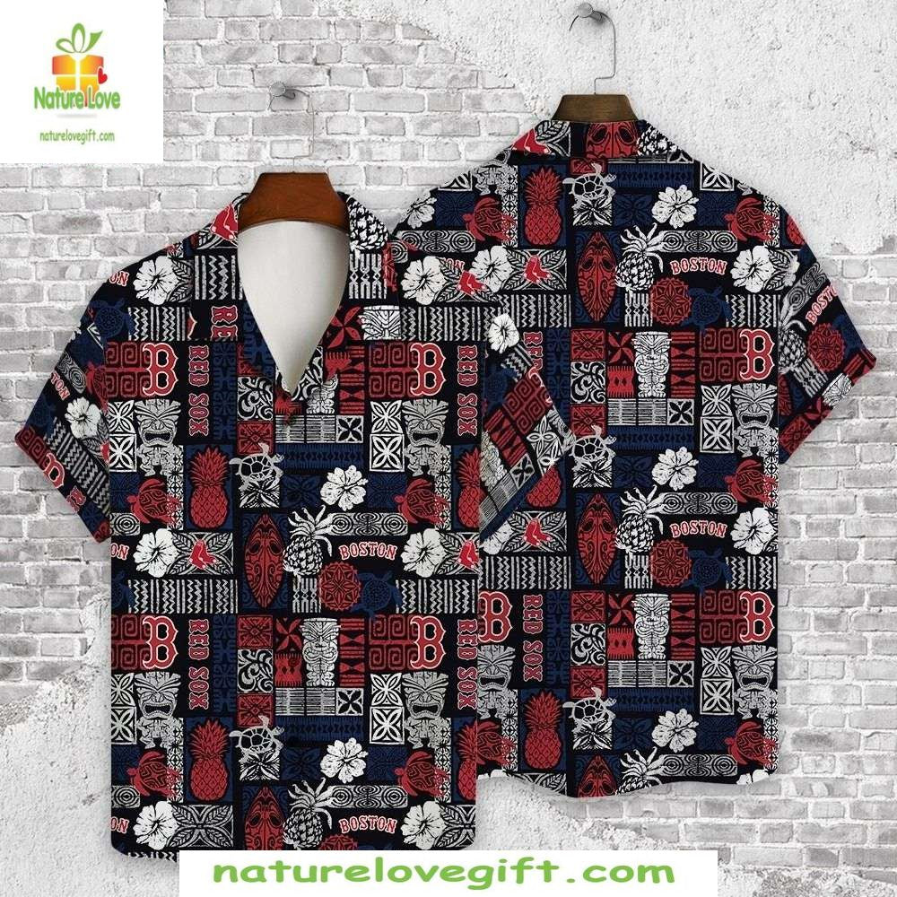 Boston Red Sox Hawaiian Tiki Luau Party Baseball - Adult & Kids T-Shirts, Sweatshirts & Hoodies apparel design preview 1