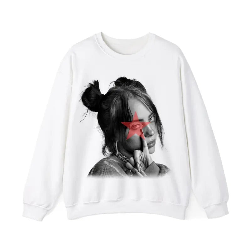 Red Star Billieee Eilishhh - Adult & Kids T-Shirts, Sweatshirts & Hoodies apparel design preview 1