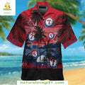 Texas Rangers Hawaiian Red Sunset Palm Trees Aloha - Adult & Kids T-Shirts, Sweatshirts & Hoodies apparel design preview 1