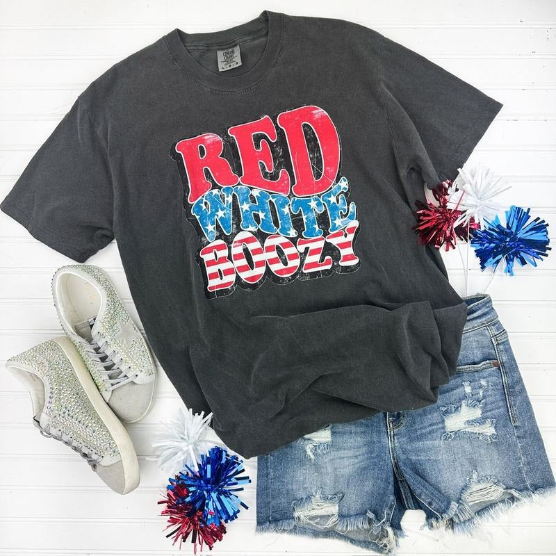 Red White Boozy Comfort Colors - Adult & Kids T-Shirts, Sweatshirts & Hoodies apparel design preview 1