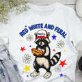 Red White Feral 4th July Funny Raccoon Hot Dog USA - Adult & Kids T-Shirts, Sweatshirts & Hoodies apparel design preview 1