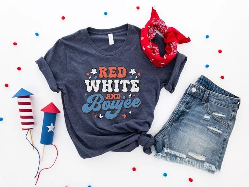 Red White Boujee Retro Groovy 4th July Patriotic - Adult & Kids T-Shirts, Sweatshirts & Hoodies apparel design preview 1