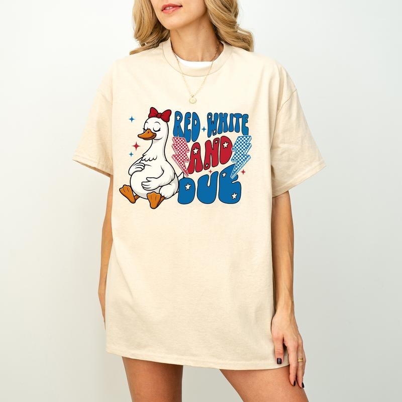 Red White Due Funny Pregnant Goose 4th July Patriotic - Adult & Kids T-Shirts, Sweatshirts & Hoodies apparel design preview 1
