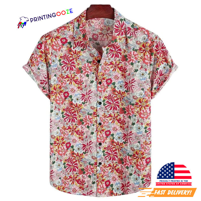 Red Wild Floral Printed, Hawaiian - Adult & Kids T-Shirts, Sweatshirts & Hoodies apparel design preview 1