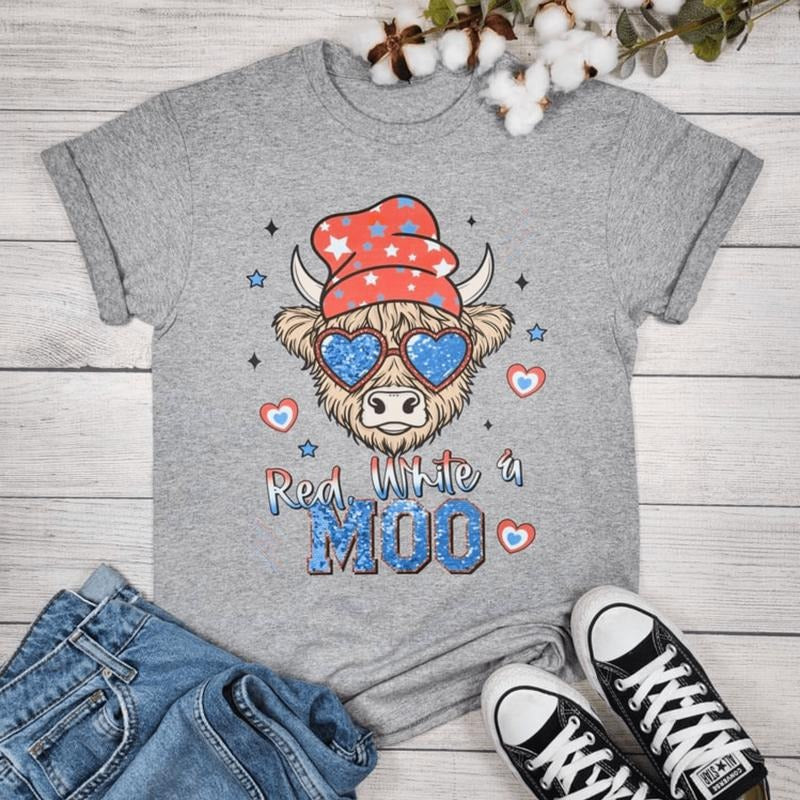 Red White Moo - Adult & Kids T-Shirts, Sweatshirts & Hoodies apparel design preview 1