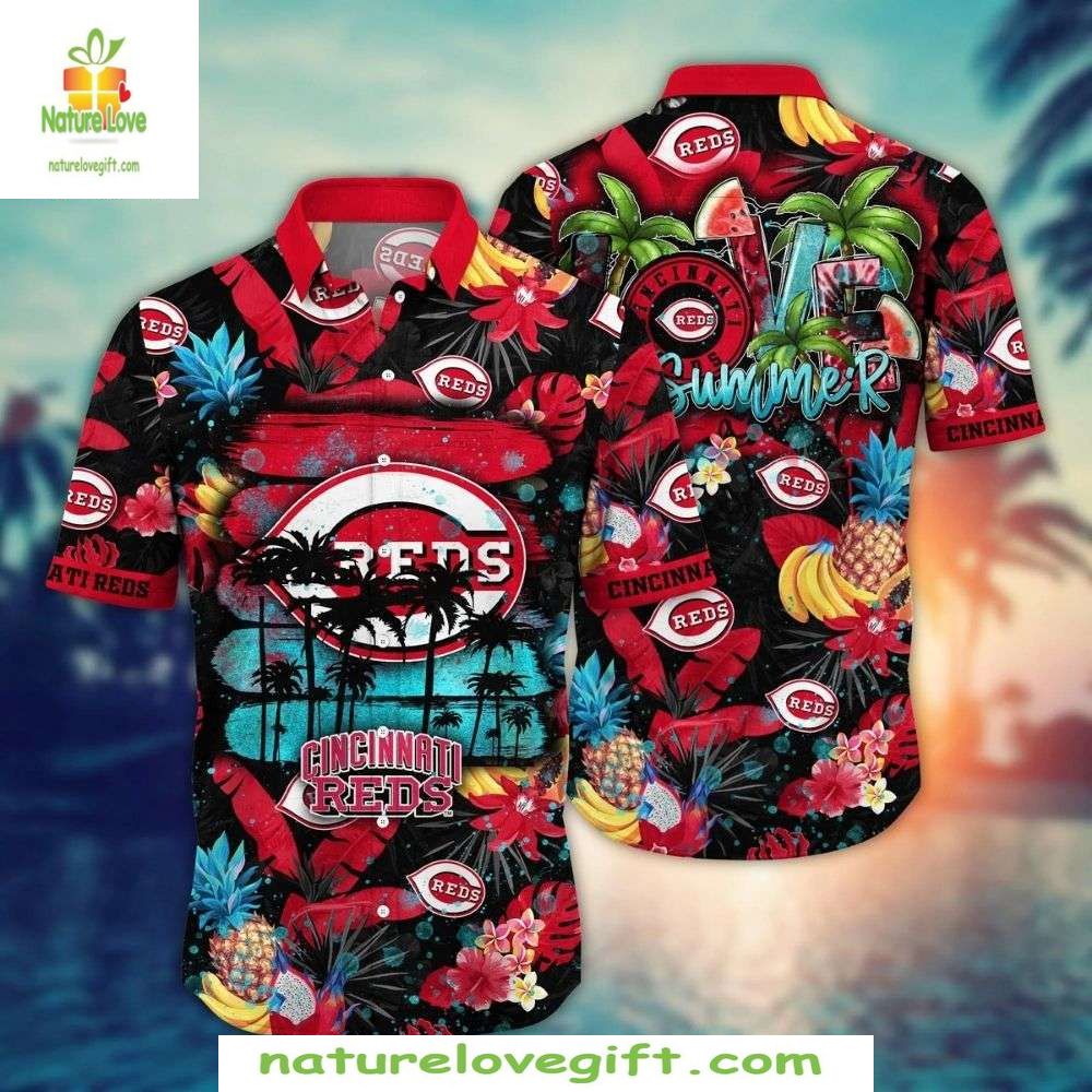 Cincinnati Reds Hawaiian Summer Vibes Tropical - Adult & Kids T-Shirts, Sweatshirts & Hoodies apparel design preview 1