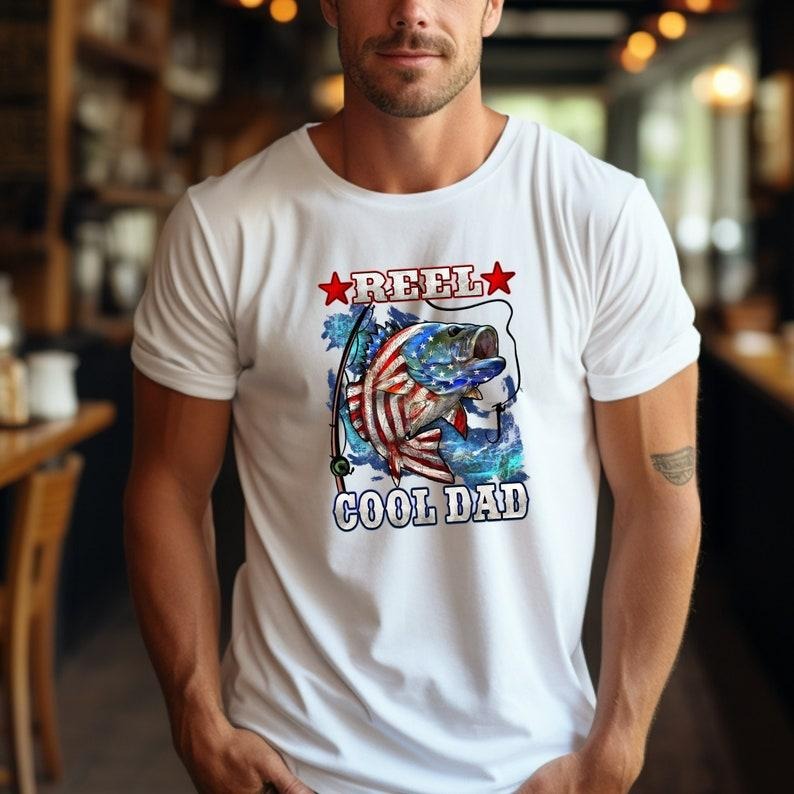 Reel Cool Dad American Flag Funny Fishing Father - Adult & Kids T-Shirts, Sweatshirts & Hoodies apparel design preview 1