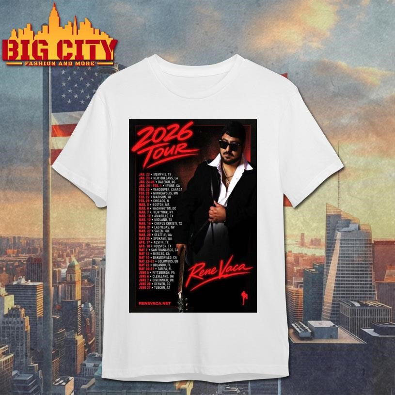 Rene Vaca 2026 Tour Poster - Adult & Kids T-Shirts, Sweatshirts & Hoodies apparel design preview 1
