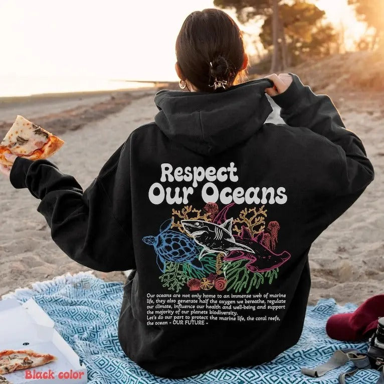 Respect Our Oceans Environmental Awareness Eco - Adult & Kids T-Shirts, Sweatshirts & Hoodies apparel design preview 1