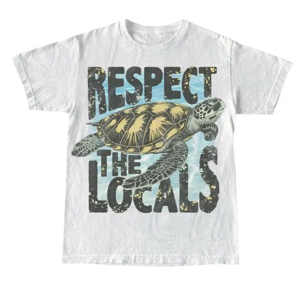 Respect Locals Turtle Ocean Vintage Retro Sea Animal - Adult & Kids T-Shirts, Sweatshirts & Hoodies apparel design preview 1