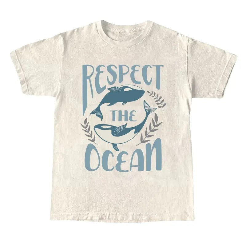 Respect Ocean 90s Tattoo Sea Animal Retro Nature - Adult & Kids T-Shirts, Sweatshirts & Hoodies apparel design preview 1