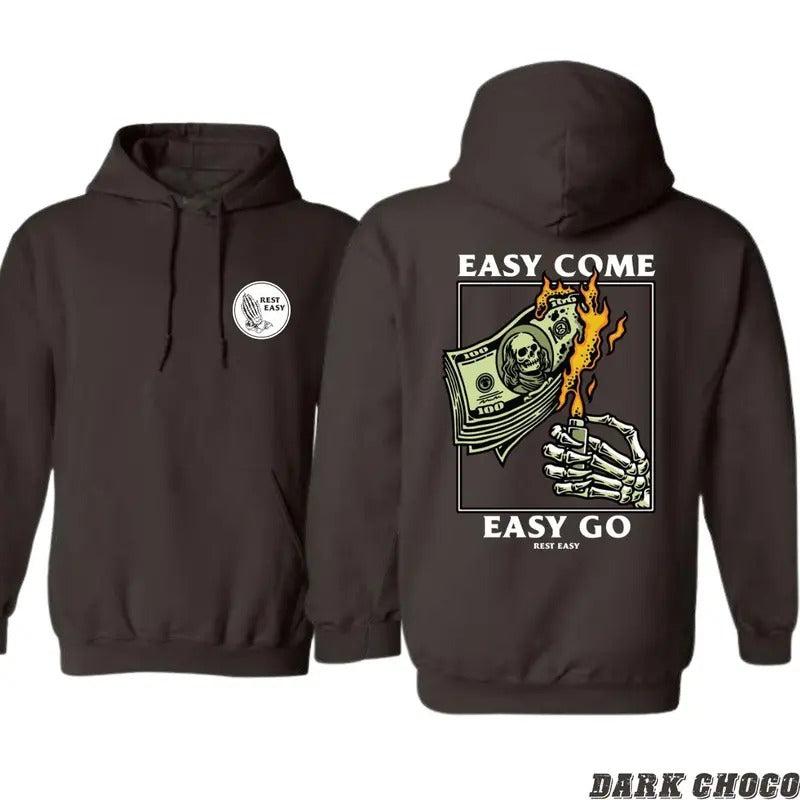 Rest Easy Come Go Skeleton Casual You Menswear - Adult & Kids T-Shirts, Sweatshirts & Hoodies apparel design preview 1